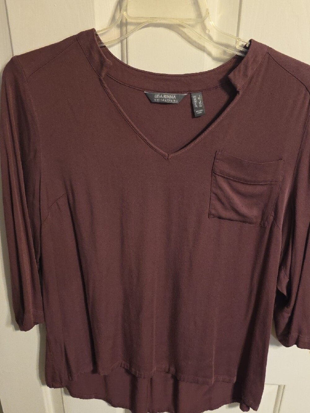 Lisa Rinna Collection Plum V-Neck Top - Picture 4 of 8